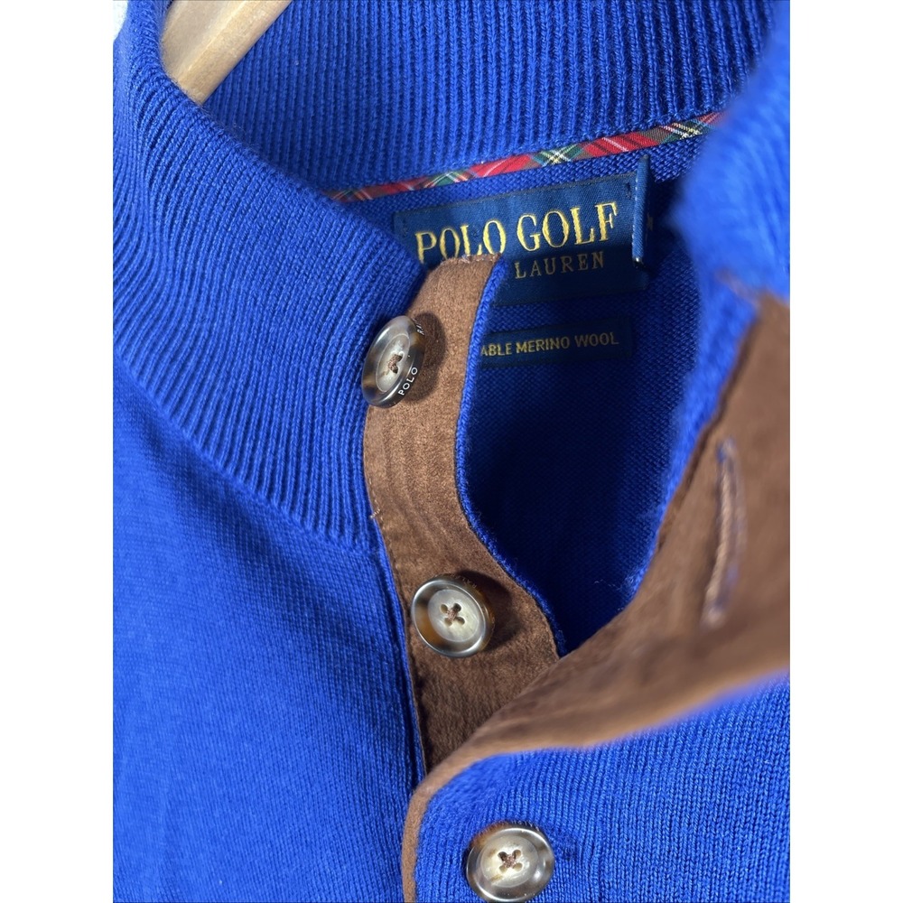 Polo Golf Ralph Lauren Sweater Mens XL Blue Washable Merino Wool Mock Neck - Picture 5 of 10